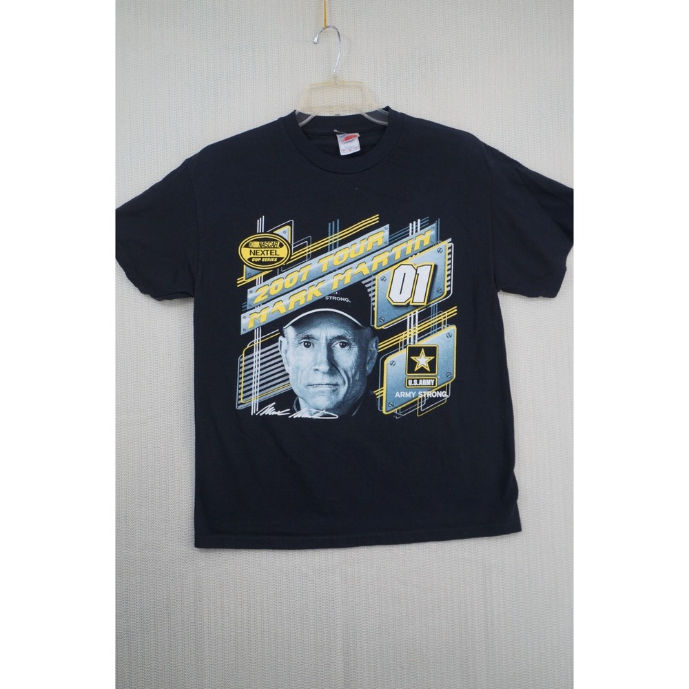 Mark Martin NASCAR Shirt Mens Large Black US Army Strong 01 Car Nextel